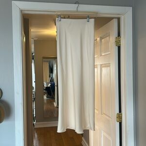 Zara Cream Satin Midi Skirt